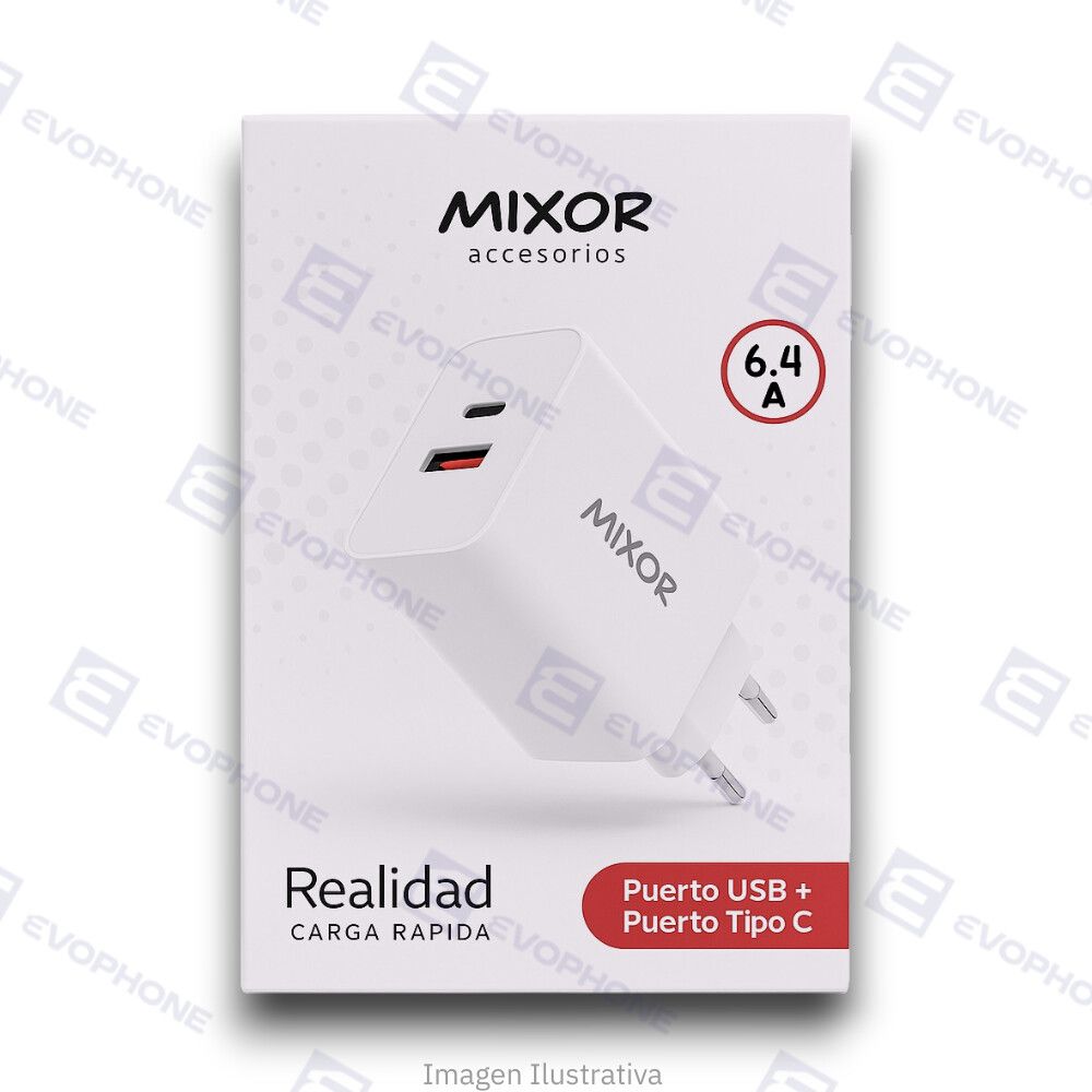 COMBO x50 CARGADOR 220V MIXOR - REALIDAD - 1 USB Y 1 TIPO C + CABLE TC A TC (6.4A) - BLANCO COMBO x50 CARGADOR 220V MIXOR - REALIDAD - 1 USB Y 1 TIPO C + CABLE TC A TC (6.4A) - BLANCO - Imagen 1