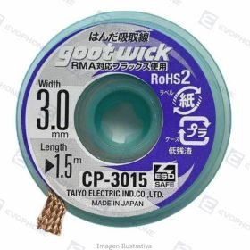 Malla Desoldante GOOT WICK Cobre Con Flux 3.0mm 1.5mts Cp-3015