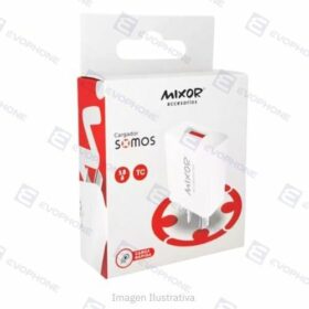 CARGADOR 220V MIXOR 45W - SOMOS  - 1 USB + CABLE TC (3.8A) - BLANCO