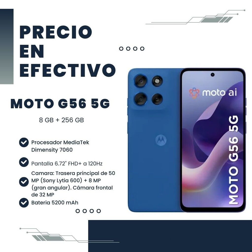 Celular Moto G56 5G XT2529-1 8GB RAM 256GB Azul Celular Moto G56 5G XT2529-1 8GB RAM 256GB Azul - Imagen 1
