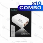 COMBO x10 CARGADOR 220V XAEA INTENSIFY 30W  3 USB + CABLE TIPO C