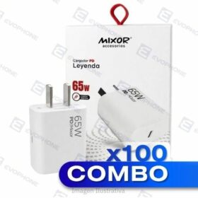 COMBO x100 CARGADOR 220V MIXOR LEYENDA 65W USB C PD