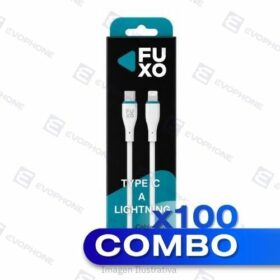 COMBO x100 CABLE USB FUXO BLACK 65W (carga rapida) - Tipo C a lightning iPhone