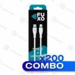 CAJA x200 CABLE USB FUXO BLACK 65W (carga rapida) - Tipo C a lightning iPhone