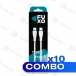 COMBO x10 CABLE USB FUXO BLACK (carga rapida) 65W - Tipo C a Tipo C