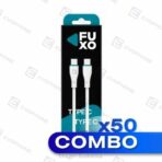 COMBO x50 CABLE USB FUXO BLACK (carga rapida) 65W - Tipo C a Tipo C