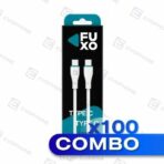 COMBO x100 CABLE USB FUXO BLACK (carga rapida) 65W - Tipo C a Tipo C