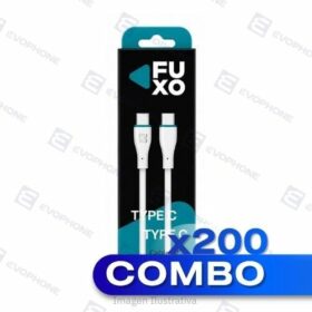 CAJA x200 CABLE USB FUXO BLACK (carga rapida) 65W - Tipo C a Tipo C
