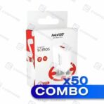 COMBO x50 CARGADOR 220V MIXOR MOD342 - SOMOS- 1 USB + CABLE V8 45W - BLANCO